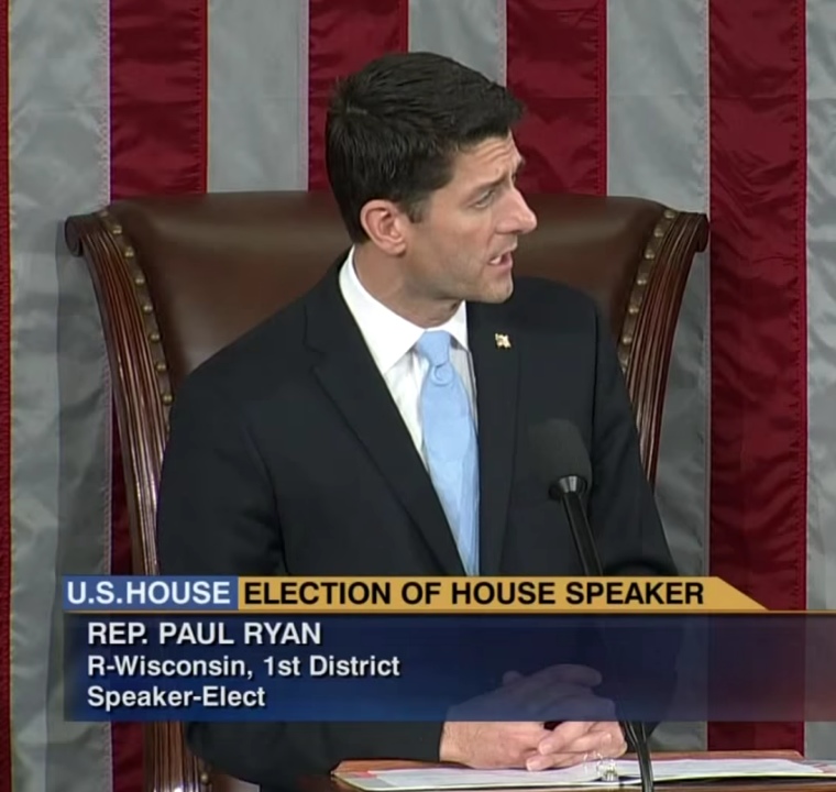 Newly-Elected Speaker Paul Ryan Addresses House of Representatives